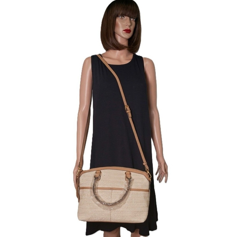 Style & Co Medium Straw Dome Satchel Top Handles Plus Crossbody Strap